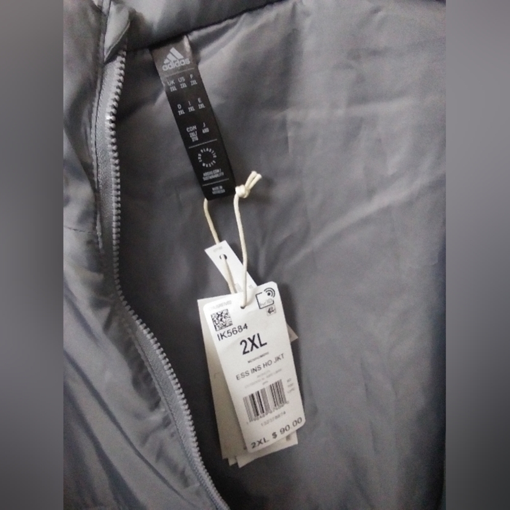 NWT Adidas Grey Coat Size 2XL - Picture 3 of 4